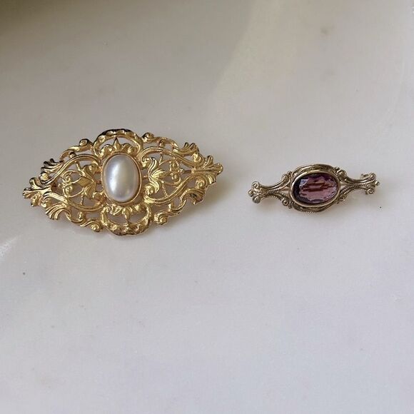 Vintage Elegant Gold and Silver Brooch Set - Picture 1 of 4